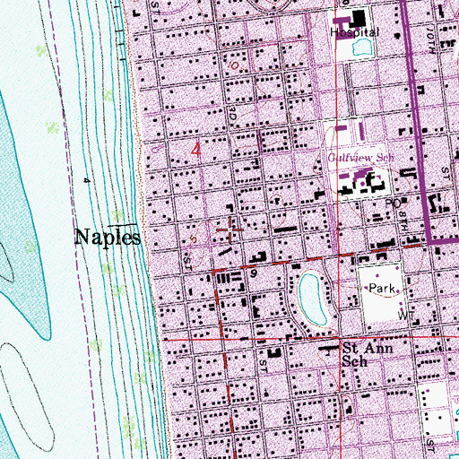Topographic Map of First Baptist Church of Naples, FL