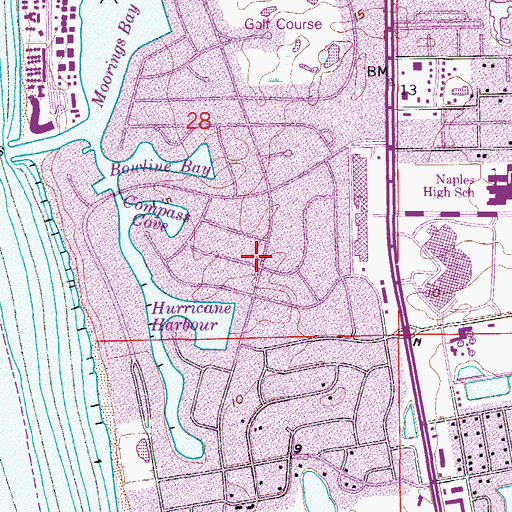 Topographic Map of Moorings Presbyterian Church, FL