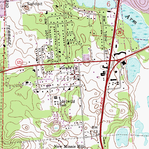 Topographic Map of South Idylwild, FL
