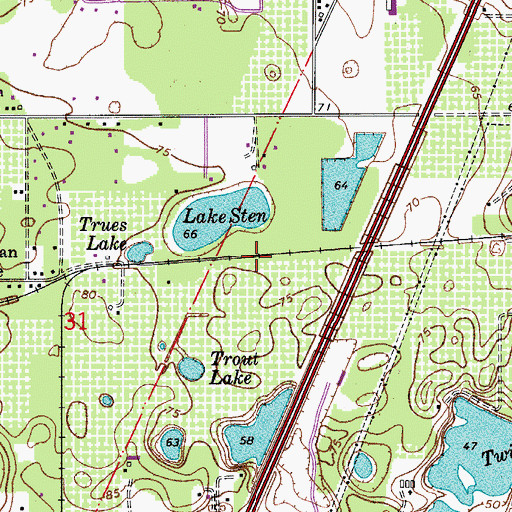 Topographic Map of Lake Lehman, FL
