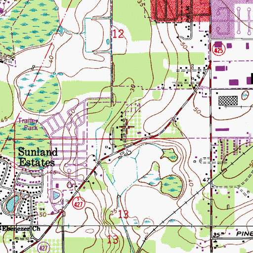 Topographic Map of Bentwood Grove, FL