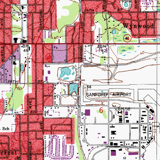 Topographic Map of Fort Reed Railroad Station, FL