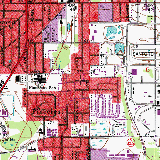 Topographic Map of Park View, FL