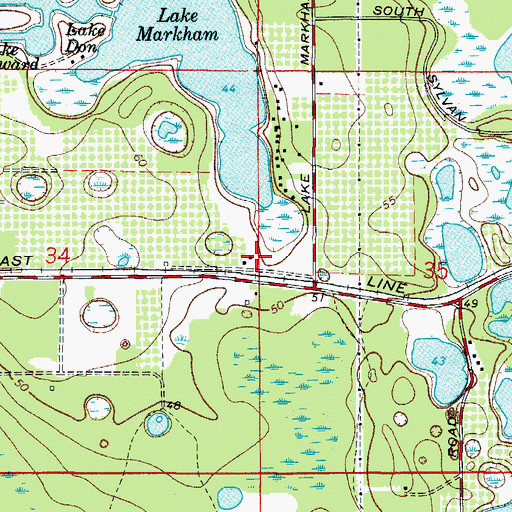 Topographic Map of Markham, FL