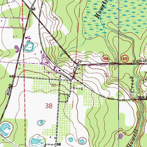 Topographic Map of Gardena Railroad Station, FL