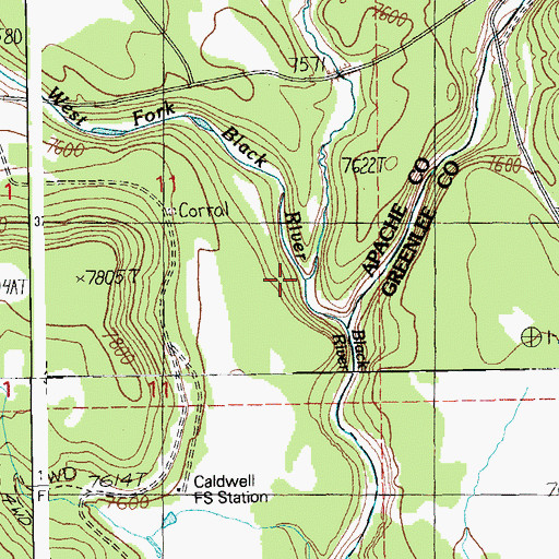 Topographic Map of Horse Creek, AZ