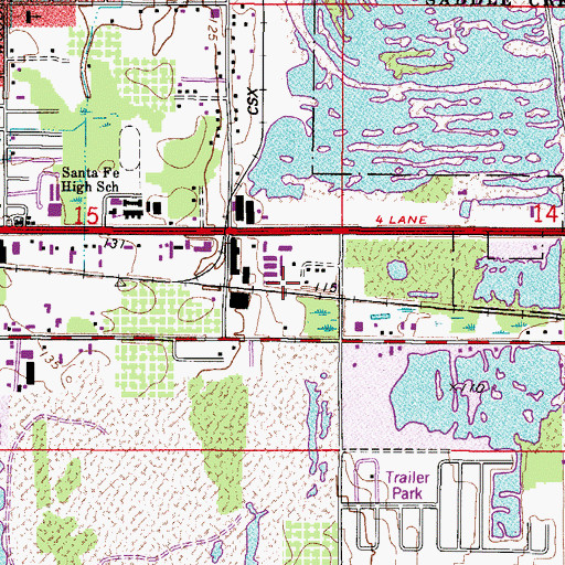 Topographic Map of Elmer Railroad Station, FL