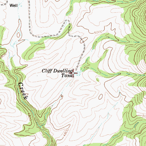 Topographic Map of Cliff Dwelling Tank, AZ