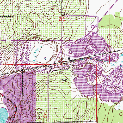 Topographic Map of Sandland Railroad Station, FL