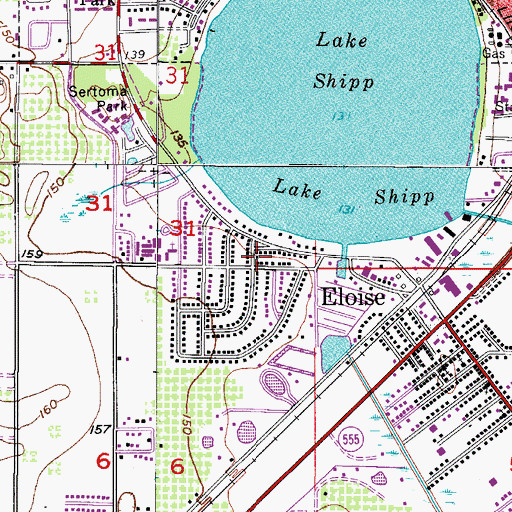 Topographic Map of Lake Shipp Heights, FL