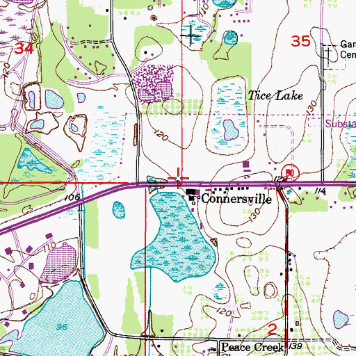 Topographic Map of Conshul Railroad Station, FL
