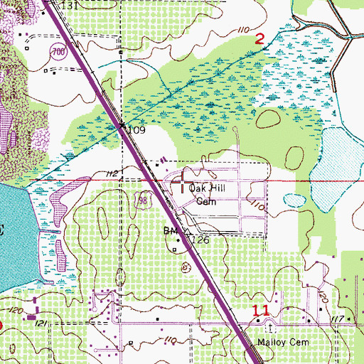 Topographic Map of Temple Emmanuel Cemetery, FL