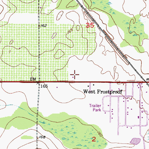 Topographic Map of Frostproof Fire Tower, FL