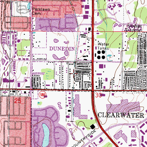 Topographic Map of Mecca, FL