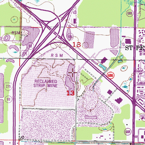 Topographic Map of Blue Heron Lake, FL
