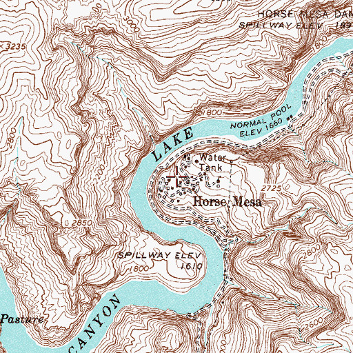 Topographic Map of Horse Mesa, AZ