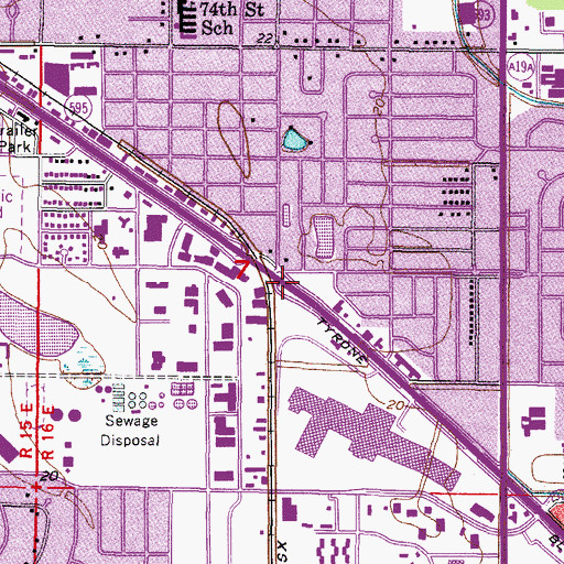 Topographic Map of Tyrone Railroad Station, FL