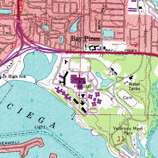 Topographic Map of CW Bill Young Veterans Affairs Medical Center, FL