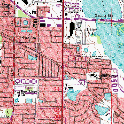 Topographic Map of Seminole Railroad Station, FL