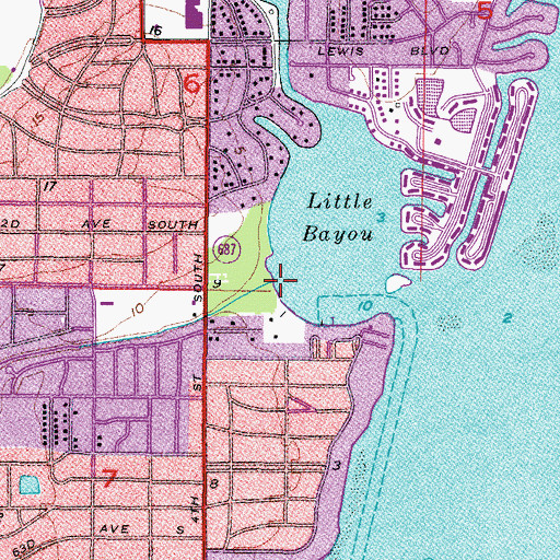Topographic Map of Bayou Creek, FL