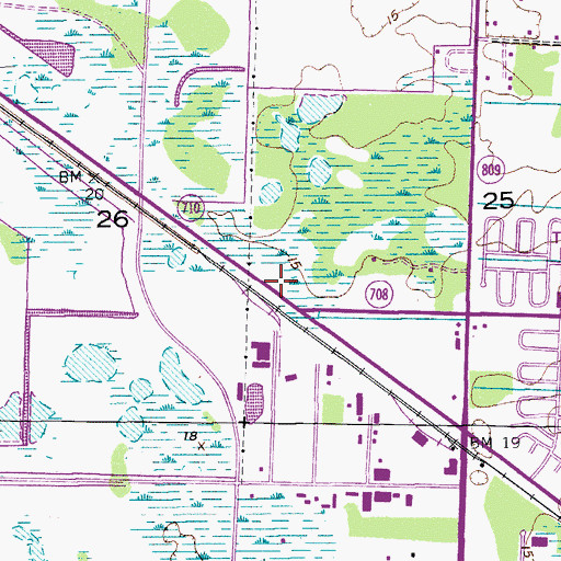 Topographic Map of Dyer Railroad Station, FL