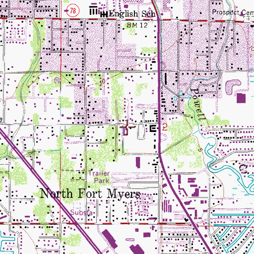 Topographic Map of North Fort Myers First Baptist Church School, FL