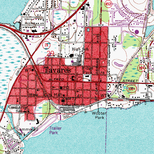 Topographic Map of Tavares Christian School, FL