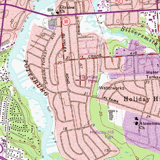 Topographic Map of Glynlea Park, FL