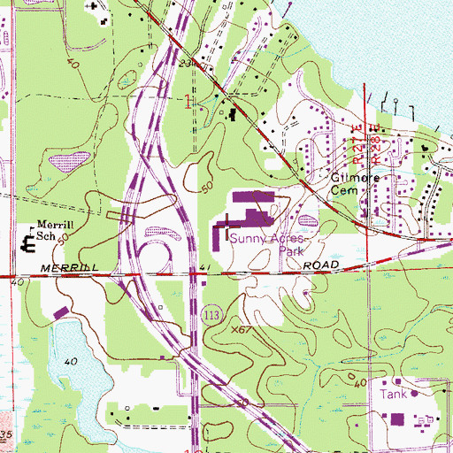 Topographic Map of Sunny Acres Park, FL