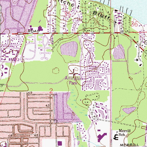Topographic Map of Arlington Park, FL