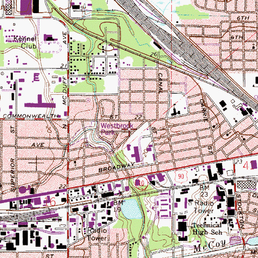 Topographic Map of Westbrook Park, FL