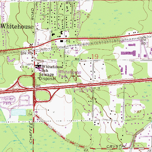 Topographic Map of Whitehouse Park, FL