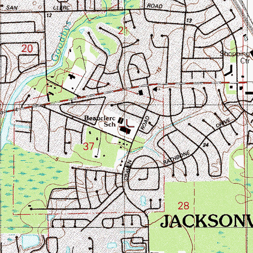 Topographic Map of Beauclerc Elementary School, FL