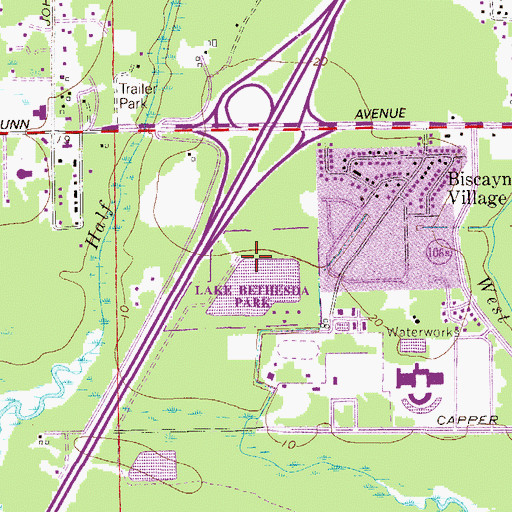Topographic Map of Lake Bethesda Park, FL