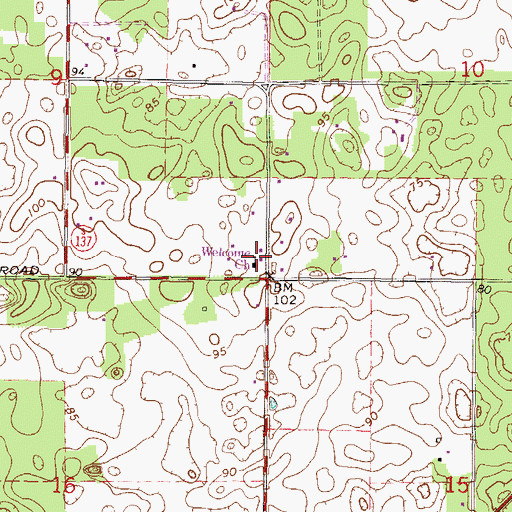 Topographic Map of Welcome Church, FL