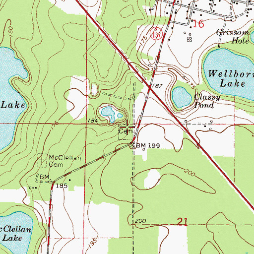 Topographic Map of Wellborn Cemetery, FL