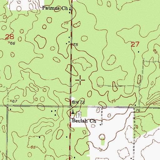 Topographic Map of Beulah Community Hall, FL