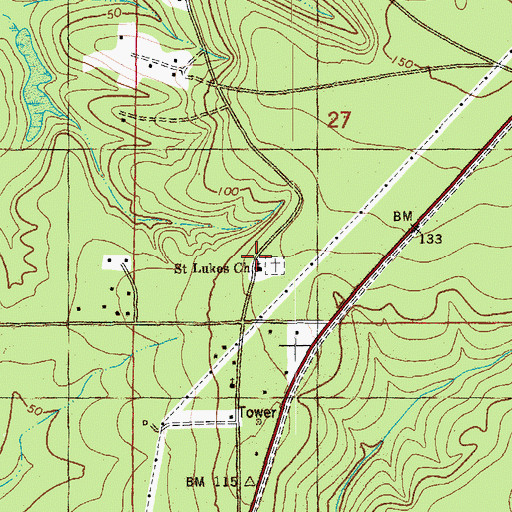 Topographic Map of Saint Lukes Church, FL