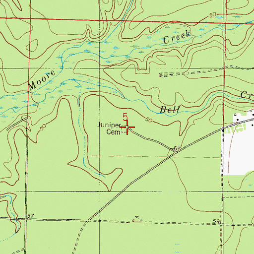 Topographic Map of Juniper Church, FL