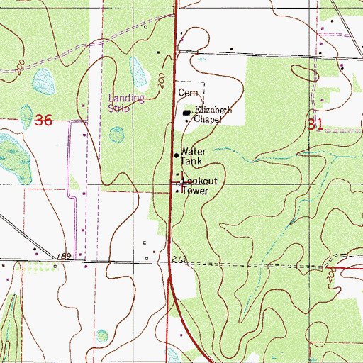 Topographic Map of Pace Lookout Tower, FL