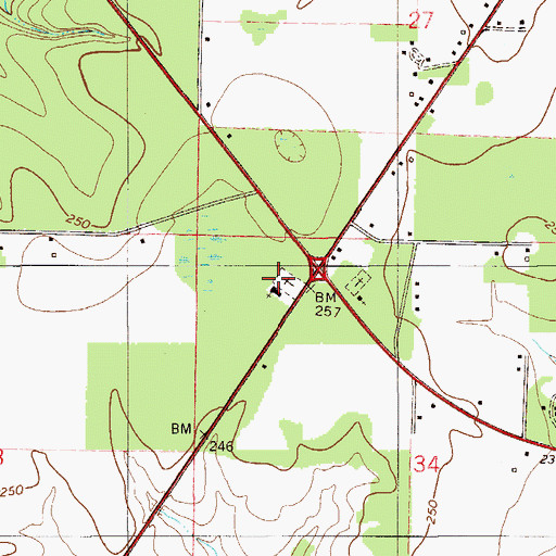 Topographic Map of Crossroads Church, FL