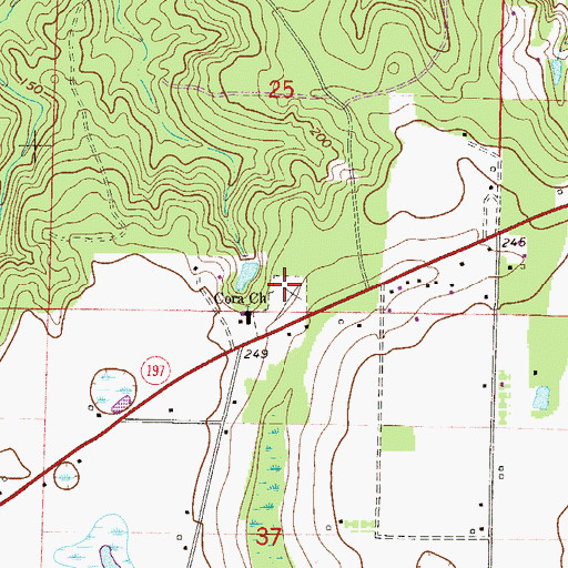 Topographic Map of Cora Cemetery, FL