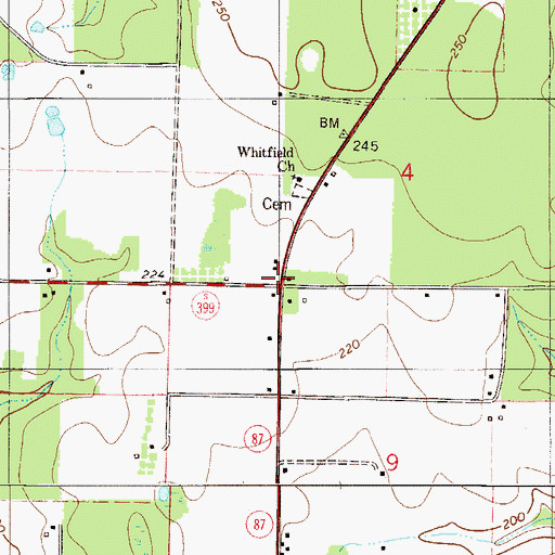 Topographic Map of Whitfield, FL