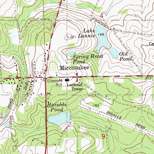 Topographic Map of Micosukee Lookout Tower, FL