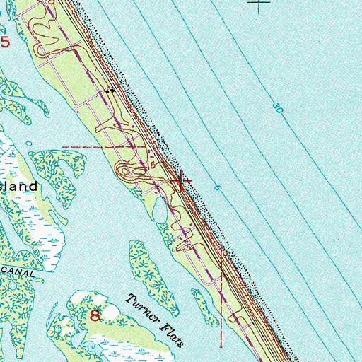 Topographic Map of Bethune Beach, FL