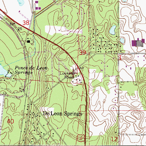 Topographic Map of De Leon Lookout Tower, FL