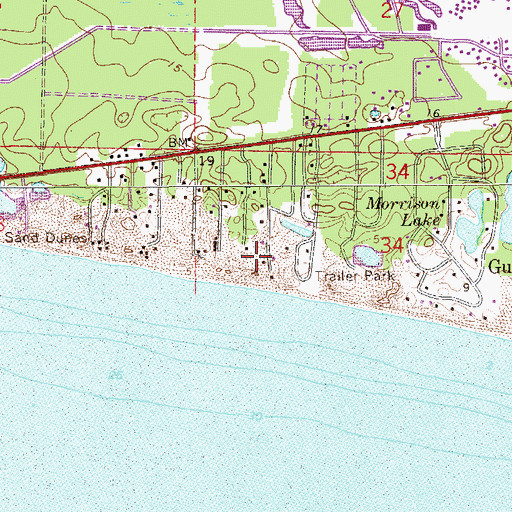 Topographic Map of Tang-O-Mar Beach, FL
