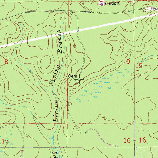 Topographic Map of Brown Cemetery, FL