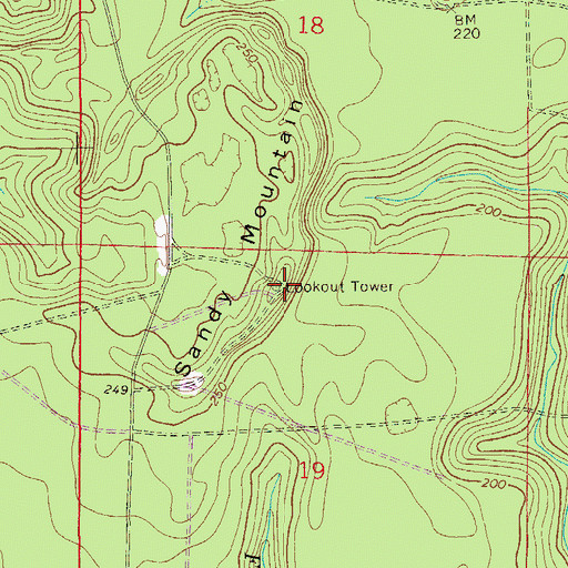 Topographic Map of Sandy Mountain Lookout Tower, FL