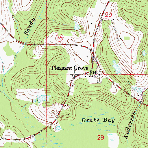 Topographic Map of Pleasant Grove Church, FL